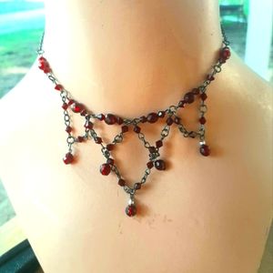Vintage Bohemian Red Beaded Necklage